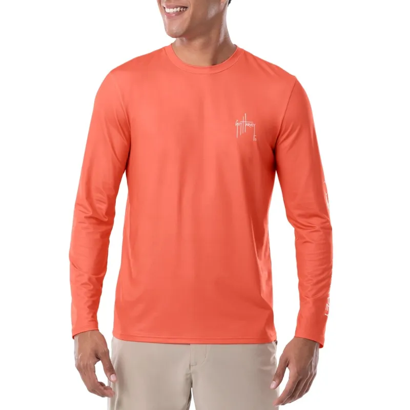 Guy Harvey Men's Moisture Wicking Upf 50 Logo Graphic Long Sleeve T-Shirt Orange Size Large sold by Zulily