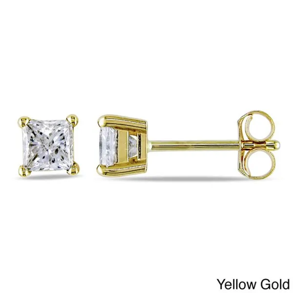 Miadora Signature Collection 14k Gold 3/4ct TDW Princess-cut Diamond Stud Earrings sold by Zulily product image thumbnail 2