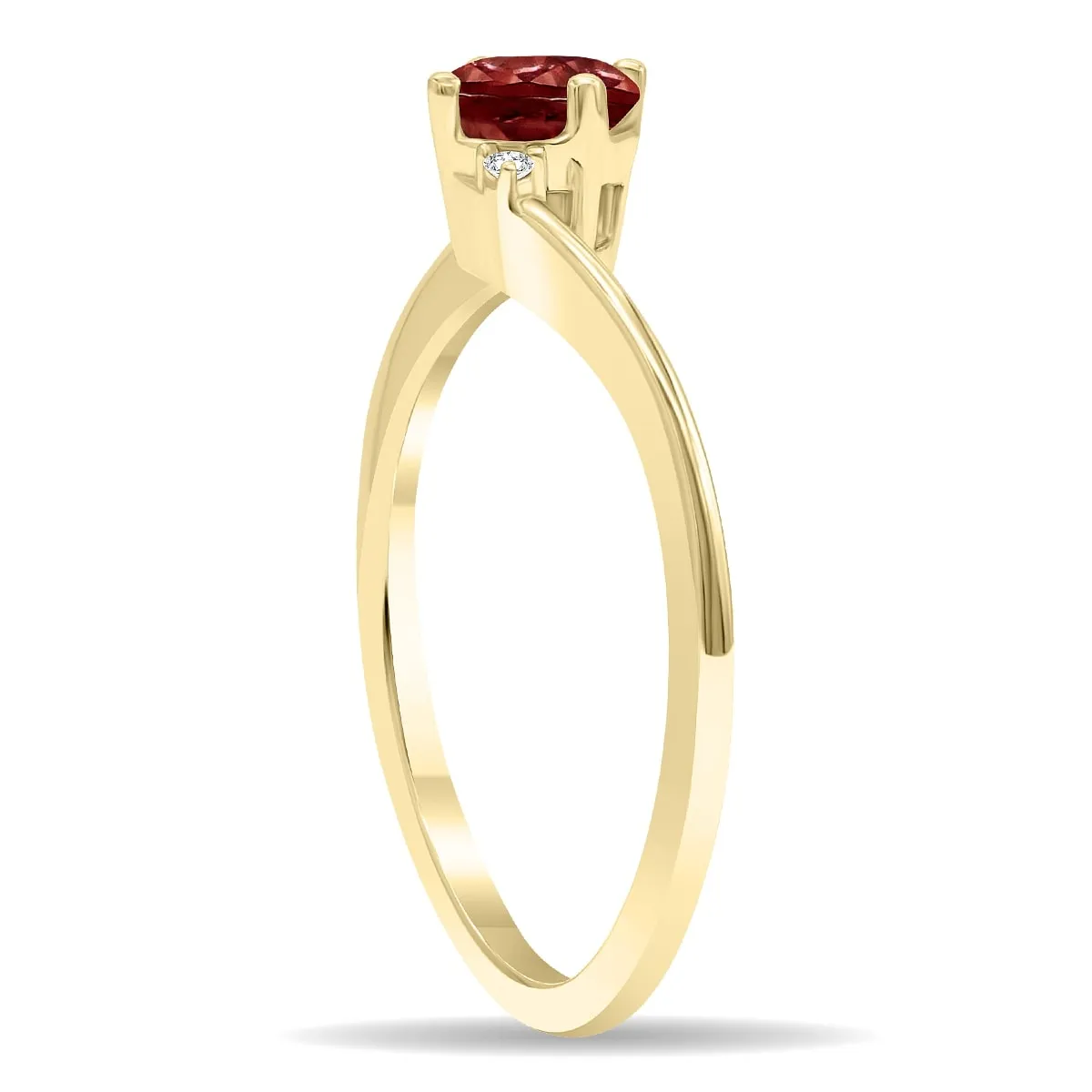 Women's Round Shaped Garnet and Diamond Wave Ring in 10K Yellow Gold sold by Zulily product image thumbnail 3