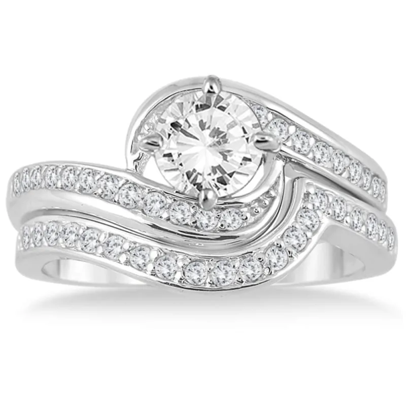 AGS Certified 1 3/8 Carat TW Diamond Bridal Set in 14K White Gold (J-K Color, I2-I3 Clarity) sold by Zulily