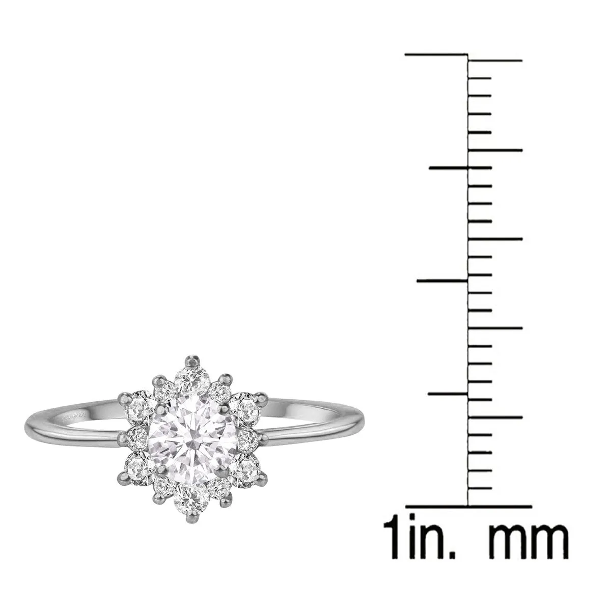 Sterling silver with Moissanite and White Topaz Flower Ring sold by Zulily product image thumbnail 3
