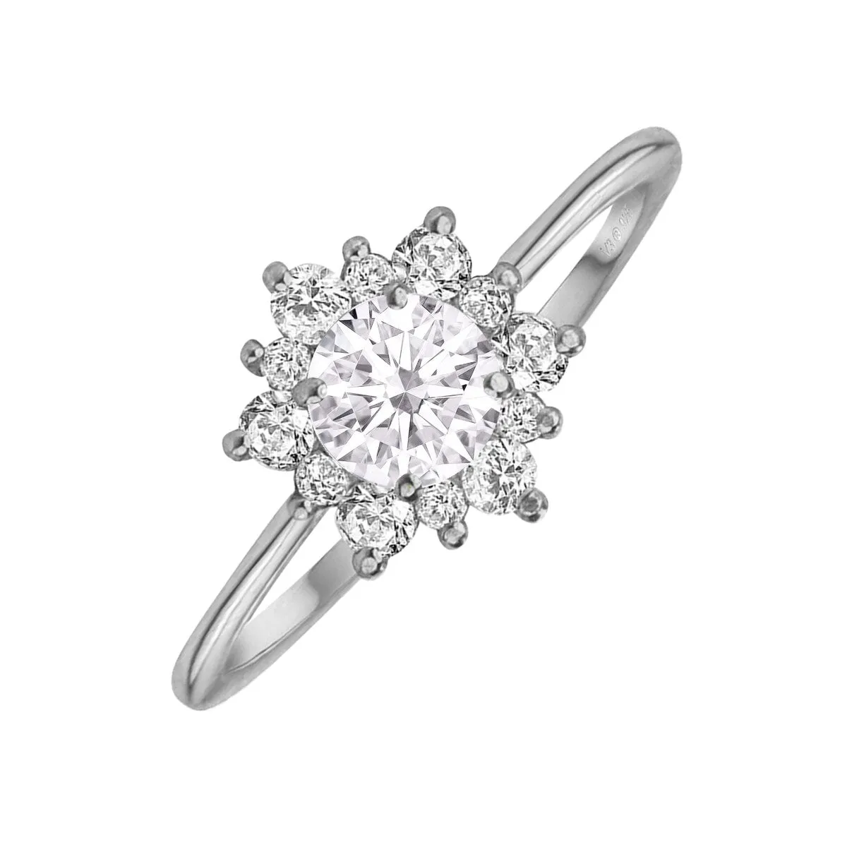 Sterling silver with Moissanite and White Topaz Flower Ring sold by Zulily product image thumbnail 2