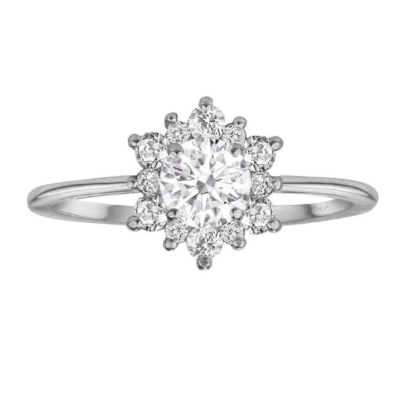 Sterling silver with Moissanite and White Topaz Flower Ring sold by Zulily