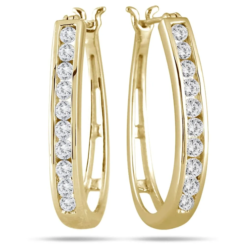 Marquee Jewels 10k Yellow Gold 1ct TDW Round Channel-set Diamond Hoop Earrings sold by Zulily