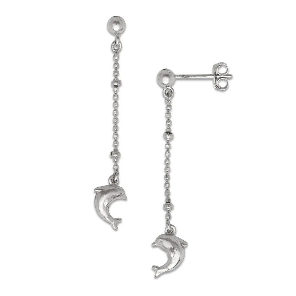 Curata 14k Gold Dangling Beaded Chain Dolphin Earrings sold by Zulily product image thumbnail 4
