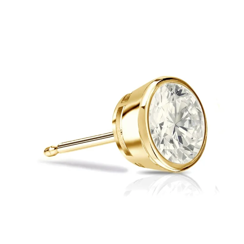Auriya 1/3ctw Round SINGLE STUD (1) Diamond Earring 14k Gold Bezel-set sold by Zulily