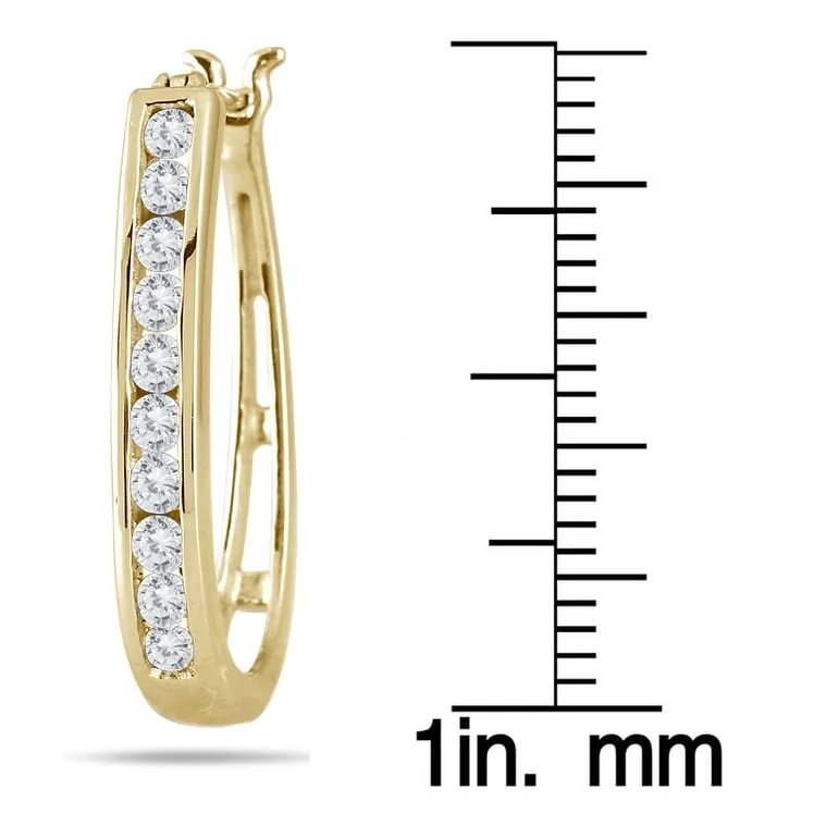 Marquee Jewels 10k Yellow Gold 1ct TDW Round Channel-set Diamond Hoop Earrings sold by Zulily product image thumbnail 2