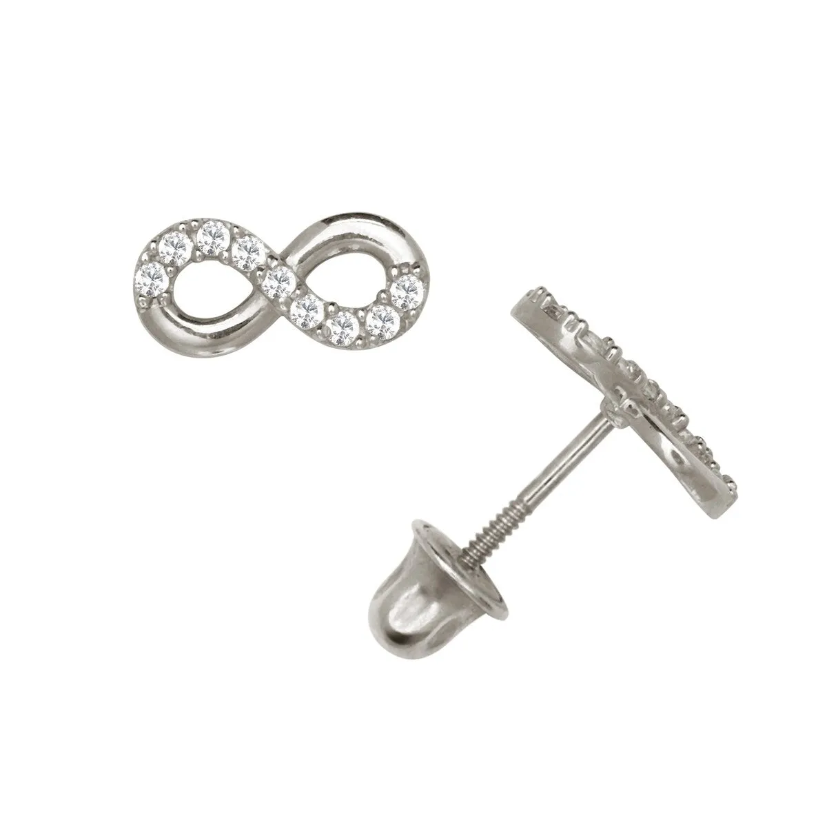 Curata 14k Gold Round Cubic Zirconia Small Infinity Screw-back Stud Earrings sold by Zulily product image thumbnail 4