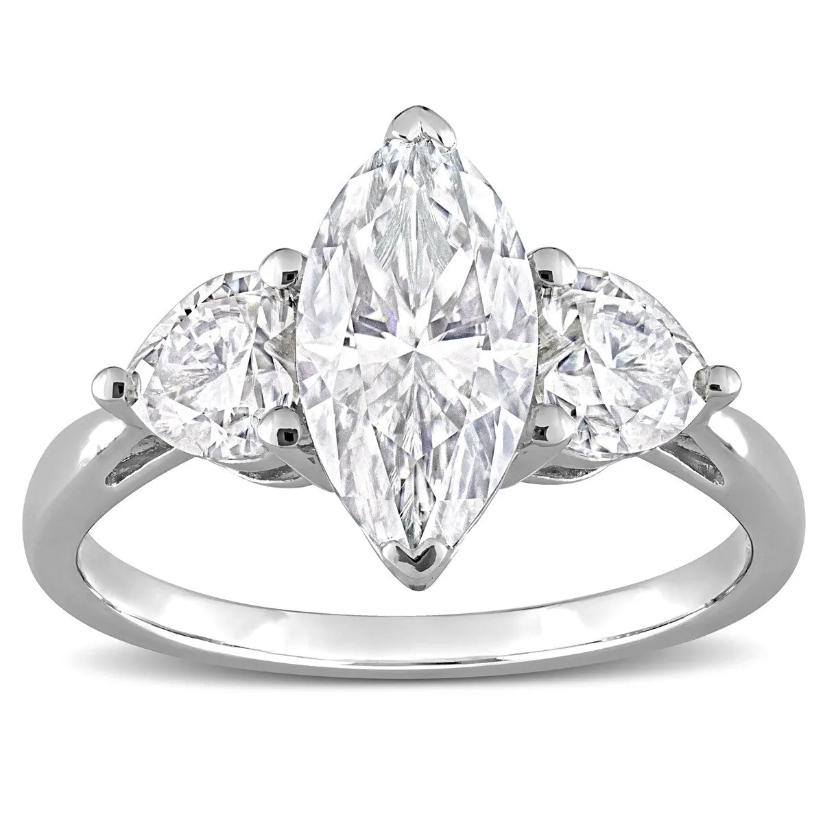 Miadora 2 1/2ct DEW Marquise & Heart-cut Moissanite 3-Stone Engagement Ring in Sterling Silver sold by Zulily product image thumbnail 3