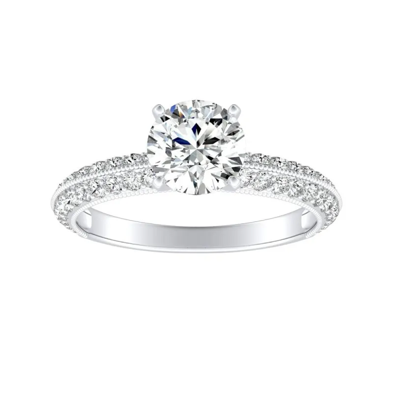 Auriya Vintage 3/4ct Round Moissanite and 3/8ctw Diamond Engagement Ring 14K Gold sold by Zulily