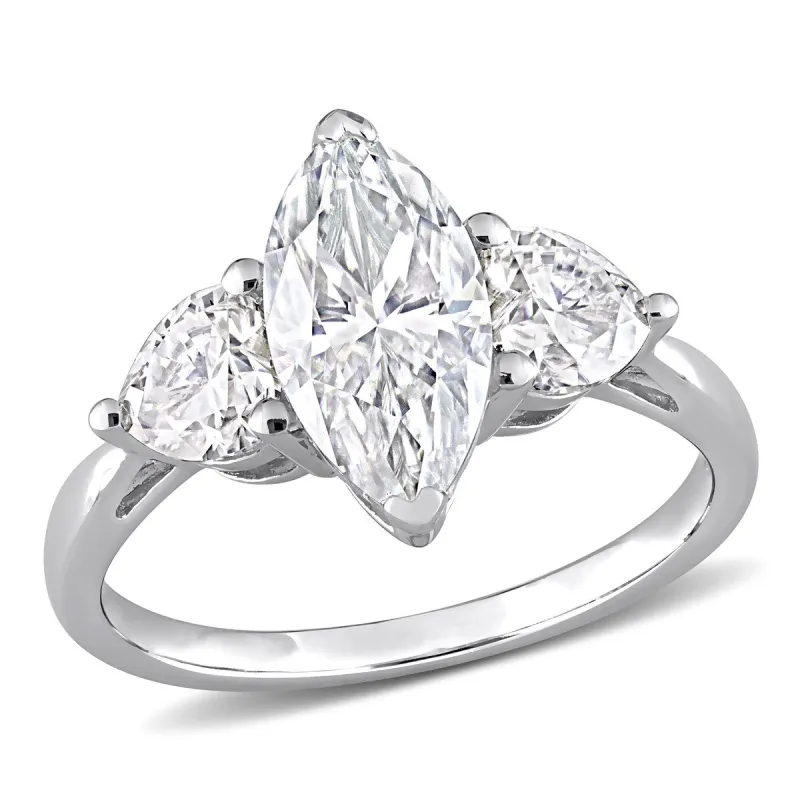 Miadora 2 1/2ct DEW Marquise & Heart-cut Moissanite 3-Stone Engagement Ring in Sterling Silver sold by Zulily