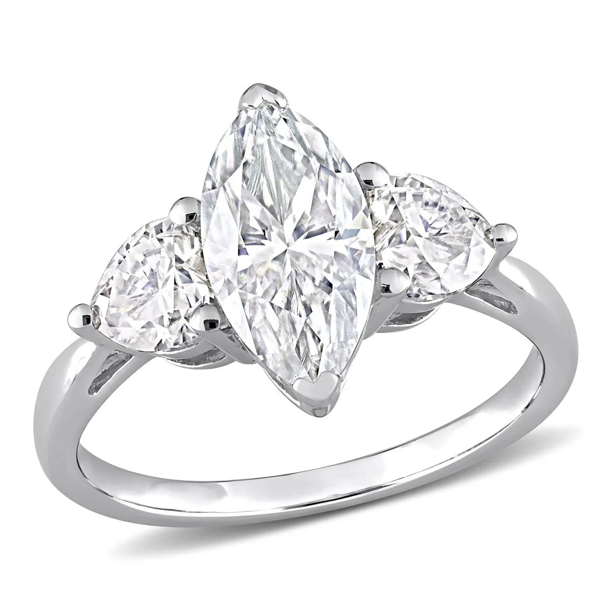Miadora 2 1/2ct DEW Marquise & Heart-cut Moissanite 3-Stone Engagement Ring in Sterling Silver sold by Zulily