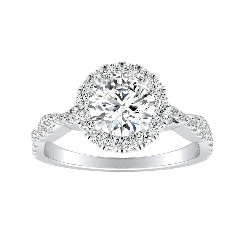 Auriya 14k Gold 4ct Round Moissanite Halo Diamond Engagement Ring 1/8ctw sold by Zulily