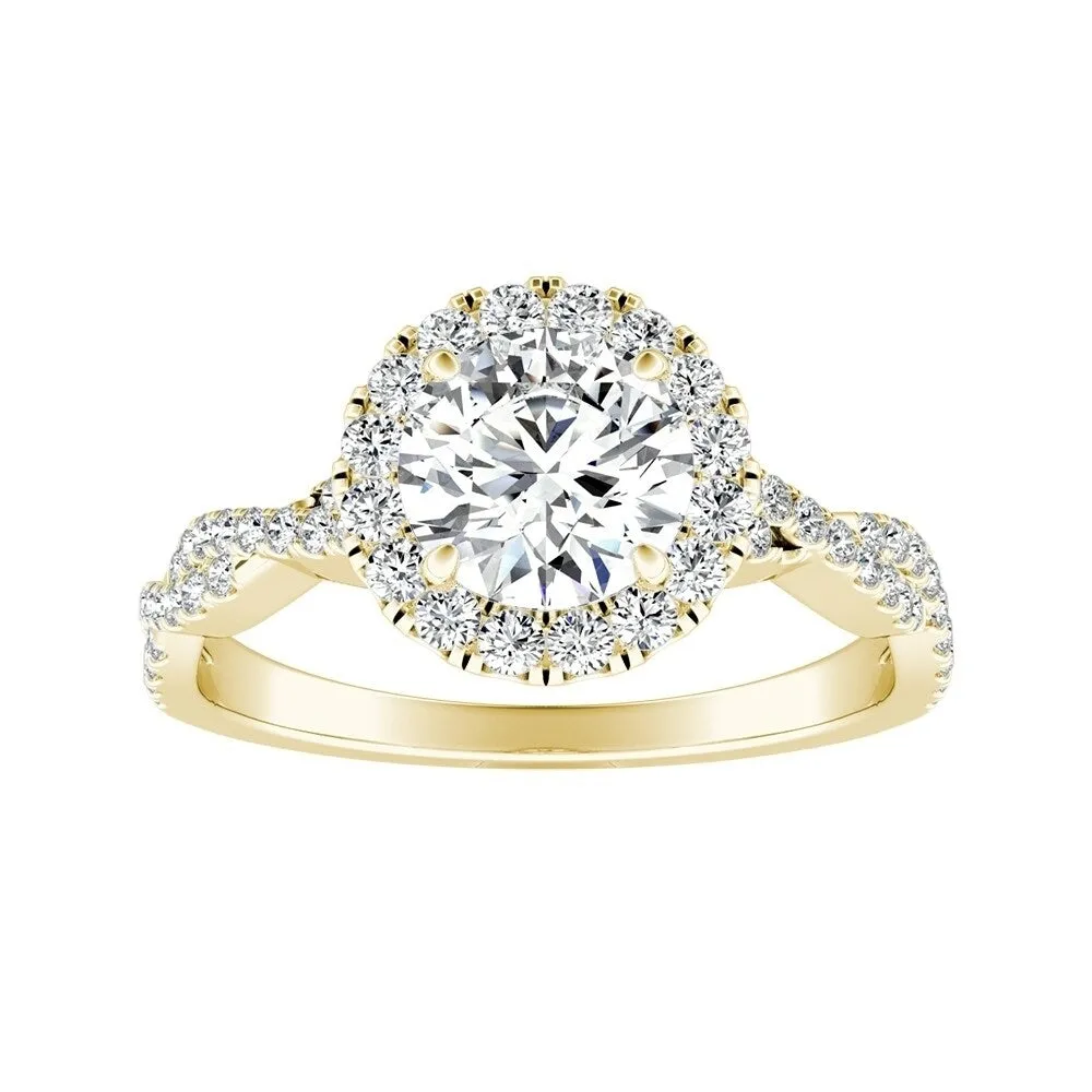 Auriya 14k Gold 4ct Round Moissanite Halo Diamond Engagement Ring 1/8ctw sold by Zulily product image thumbnail 2