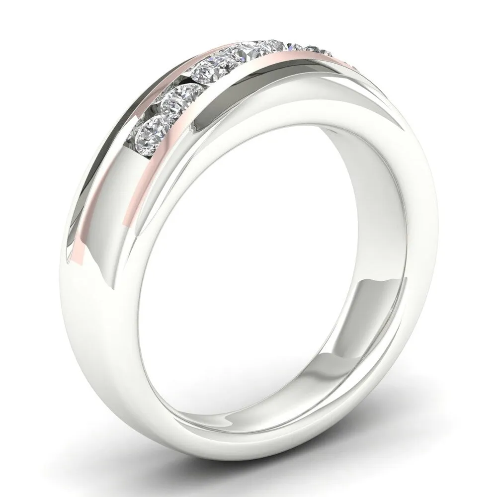 De Couer 14k Two-Tone White Gold 5/8ct TDW Diamond Men's Wedding Band sold by Zulily product image thumbnail 4