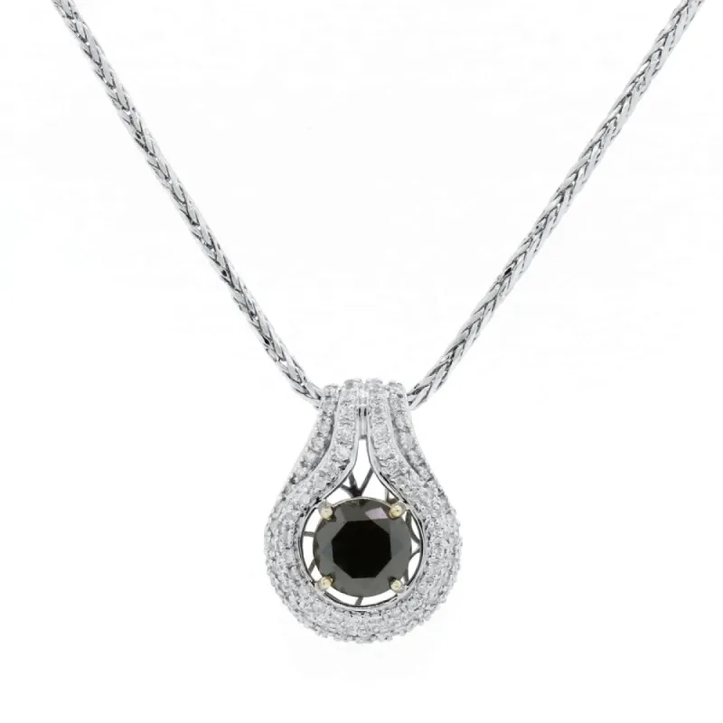 Auriya 6 1/3ct Black Diamond and 1 5/8ctw Halo Diamond Necklace 14k Gold sold by Zulily