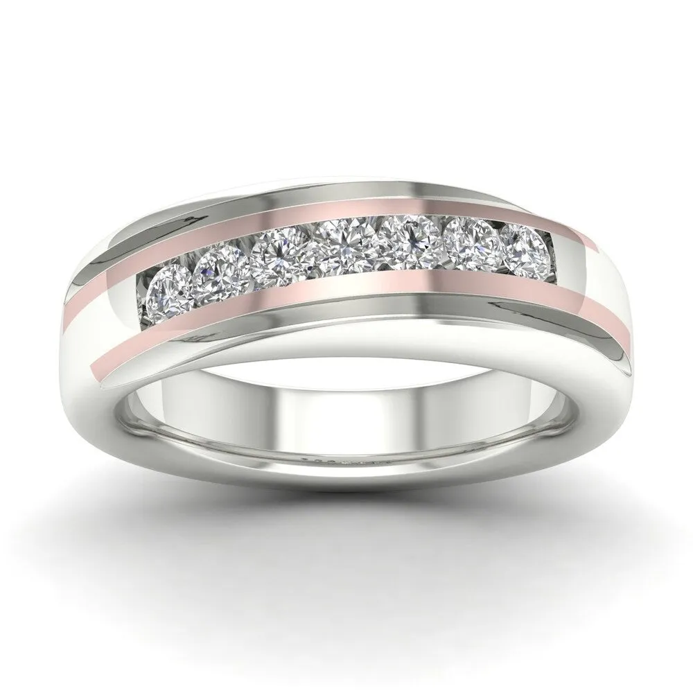 De Couer 14k Two-Tone White Gold 5/8ct TDW Diamond Men's Wedding Band sold by Zulily