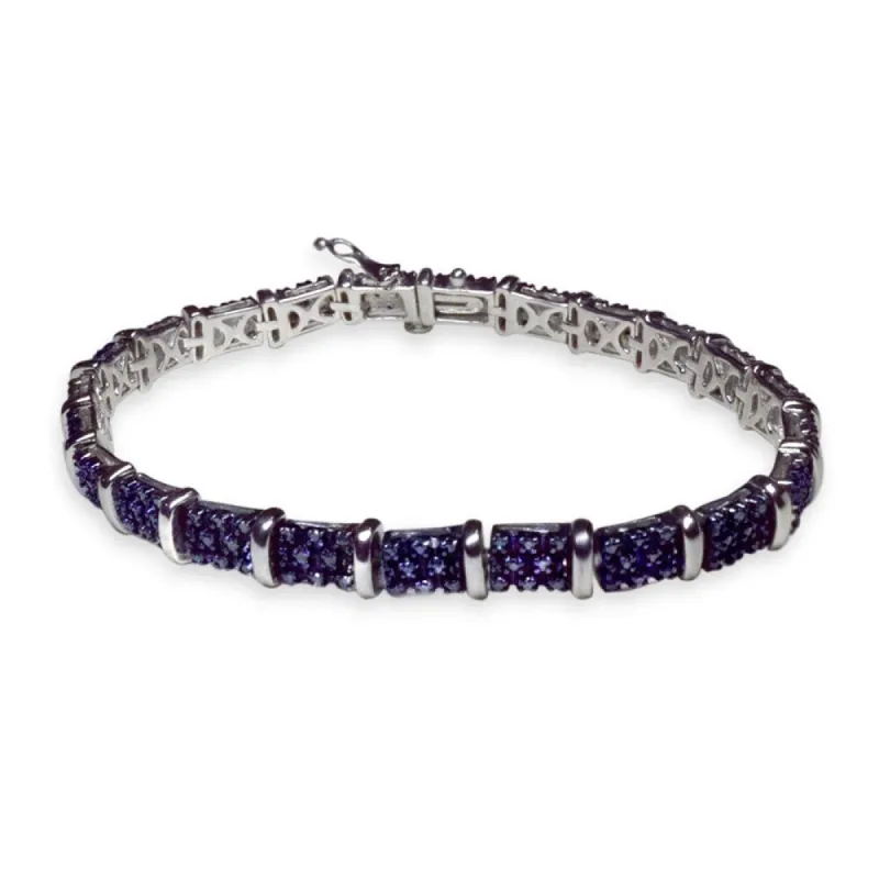Sterling Silver 1ct TDW Blue Diamond Link Bracelet sold by Zulily