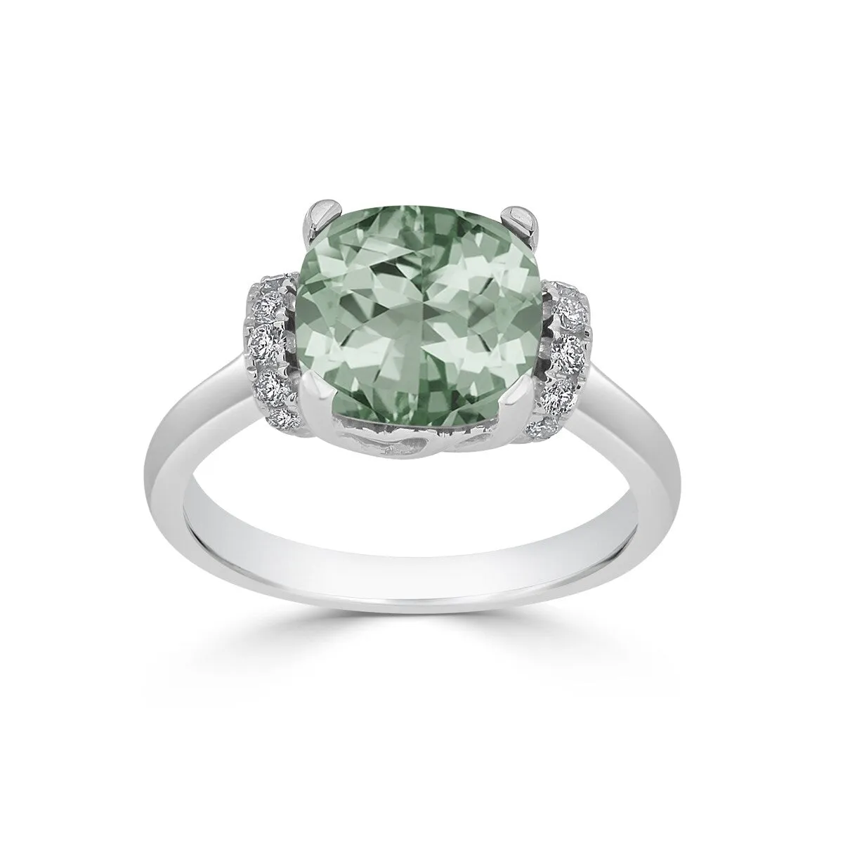 Auriya Unique 2ct Cushion-cut Green Amethyst and Diamond Engagement Ring 1/5cttw 14k Gold sold by Zulily product image thumbnail 3