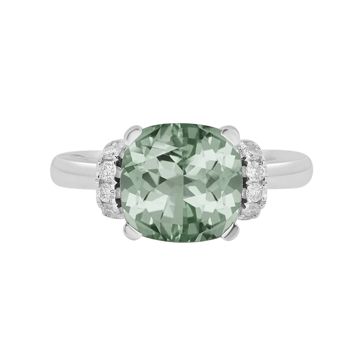 Auriya Unique 2ct Cushion-cut Green Amethyst and Diamond Engagement Ring 1/5cttw 14k Gold sold by Zulily product image thumbnail 2