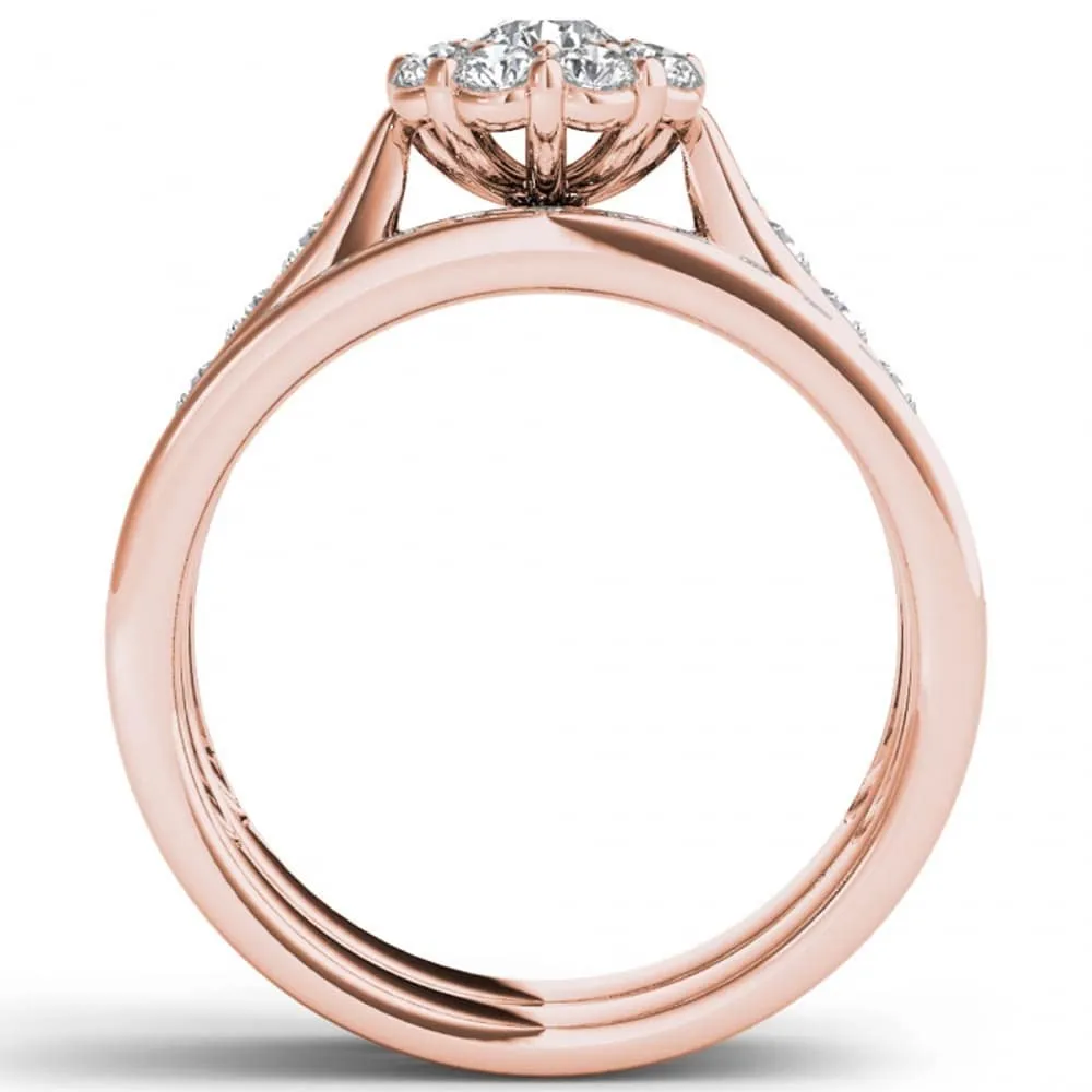 De Couer 14k Rose Gold 1ct TDW Diamond Double Halo Bridal Ring Set sold by Zulily product image thumbnail 2