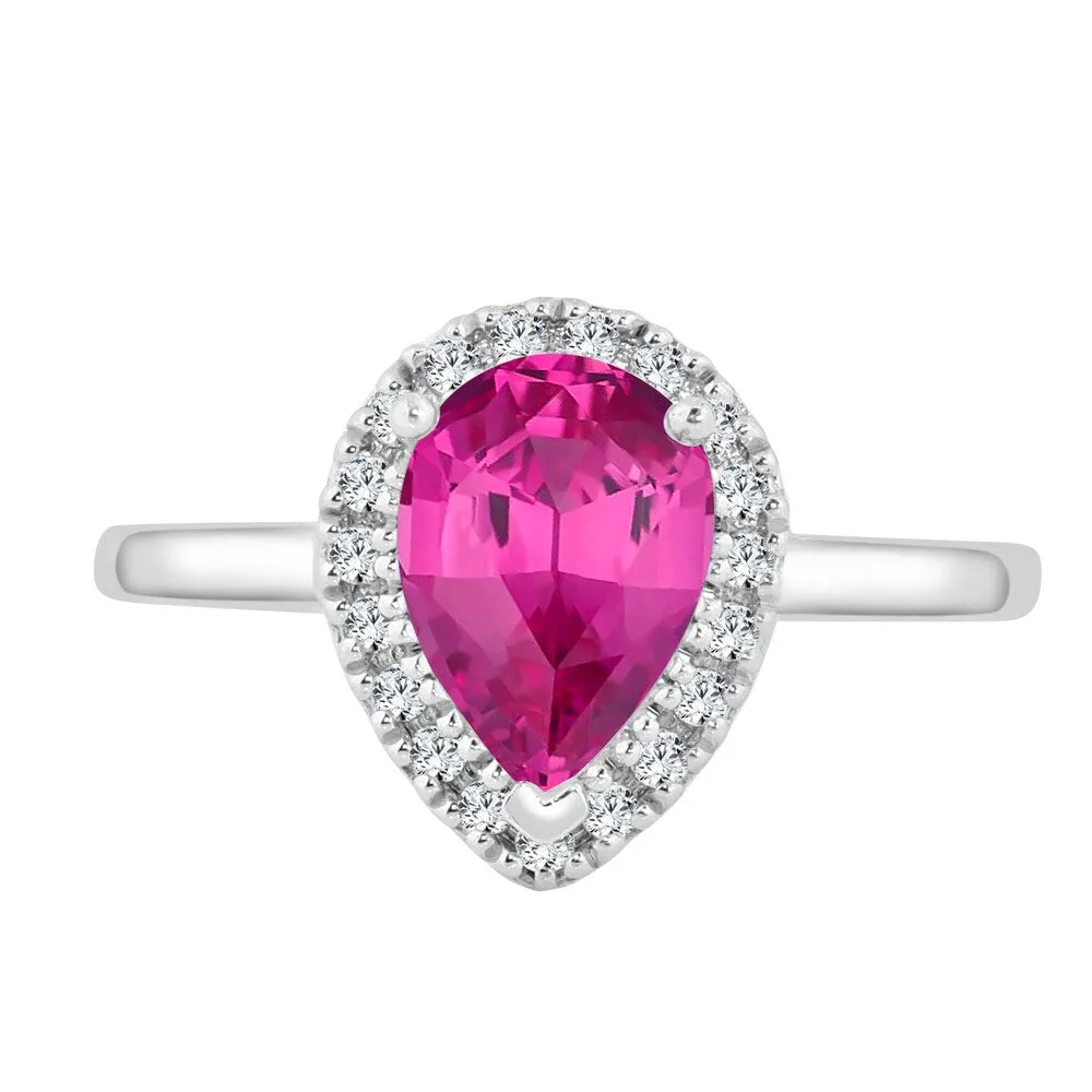 Auriya 1 1/2ct Pink Sapphire Halo Diamond Engagement Ring 1/6ctw 14k Gold sold by Zulily product image thumbnail 4