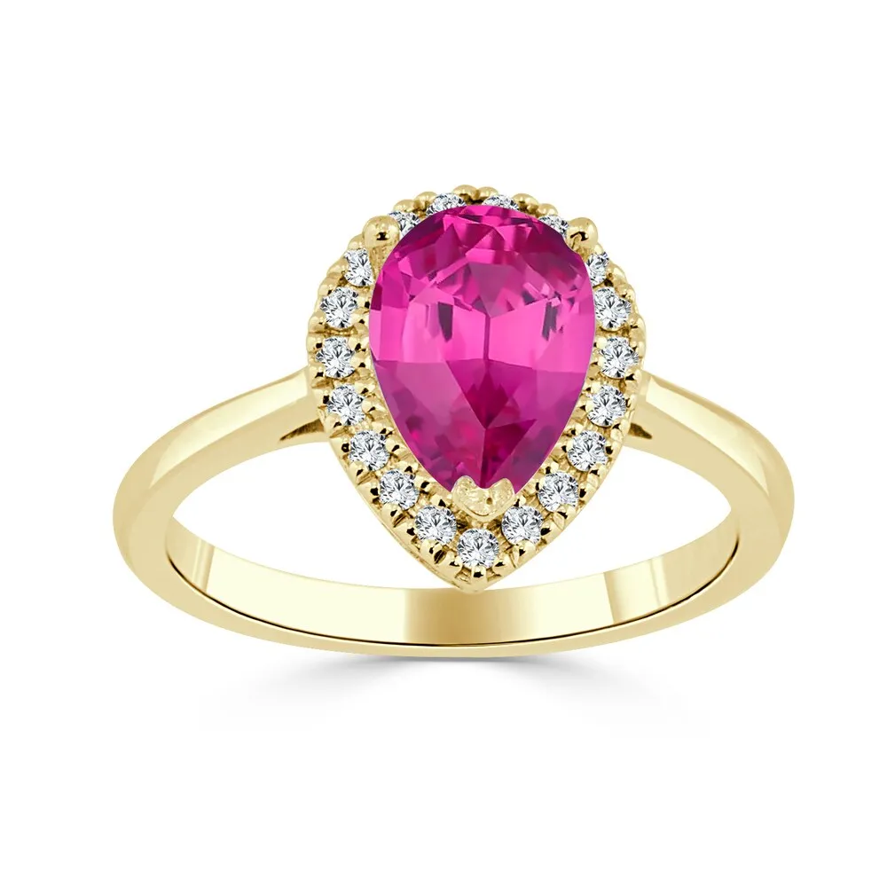 Auriya 1 1/2ct Pink Sapphire Halo Diamond Engagement Ring 1/6ctw 14k Gold sold by Zulily product image thumbnail 2