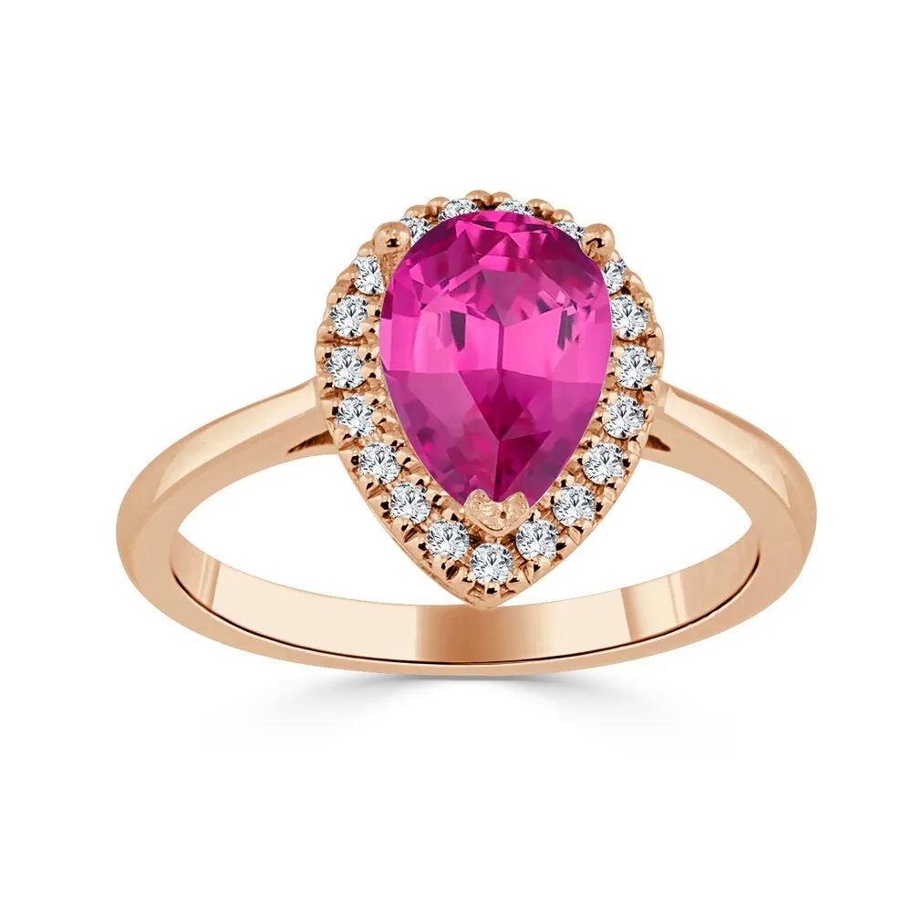 Auriya 1 1/2ct Pink Sapphire Halo Diamond Engagement Ring 1/6ctw 14k Gold sold by Zulily product image thumbnail 3