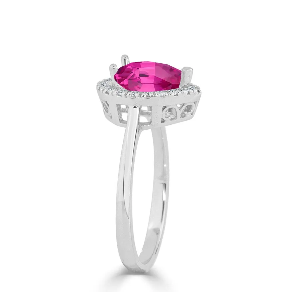Auriya 1 1/2ct Pink Sapphire Halo Diamond Engagement Ring 1/6ctw 14k Gold sold by Zulily product image thumbnail 5