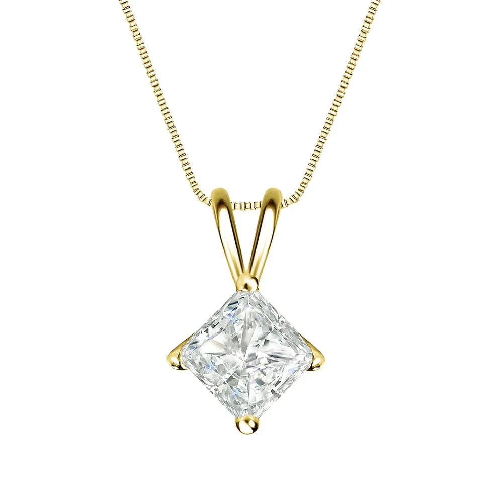 Auriya 3/4ctw Solitaire Princess-cut Diamond Necklace 14k Gold (I-J, SI2-SI3) sold by Zulily product image thumbnail 2