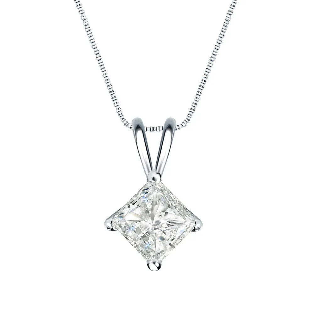 Auriya 3/4ctw Solitaire Princess-cut Diamond Necklace 14k Gold (I-J, SI2-SI3) sold by Zulily