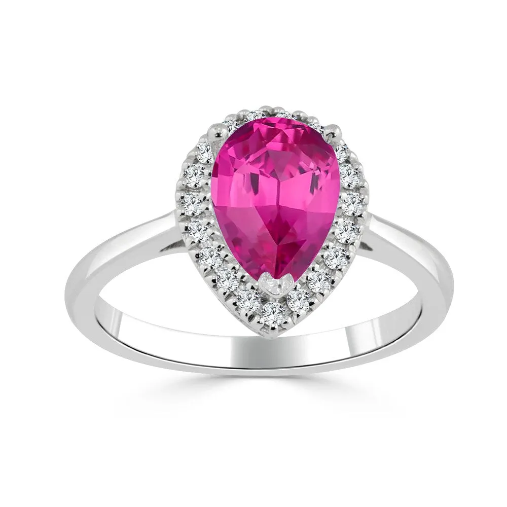 Auriya 1 1/2ct Pink Sapphire Halo Diamond Engagement Ring 1/6ctw 14k Gold sold by Zulily
