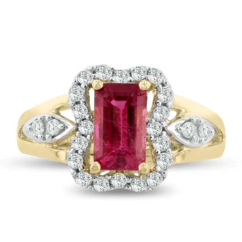 Auriya 14k Yellow Gold 1 3/8ct Rubellite and 3/8ct TDW Diamond Ring sold by Zulily