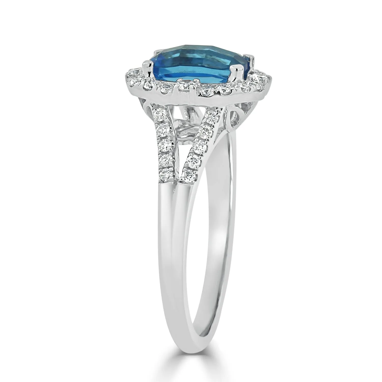 Auriya 1 3/4ct Cushion-cut Swiss Blue Topaz Halo Diamond Engagement Ring 3/8cttw 14k Gold sold by Zulily product image thumbnail 4
