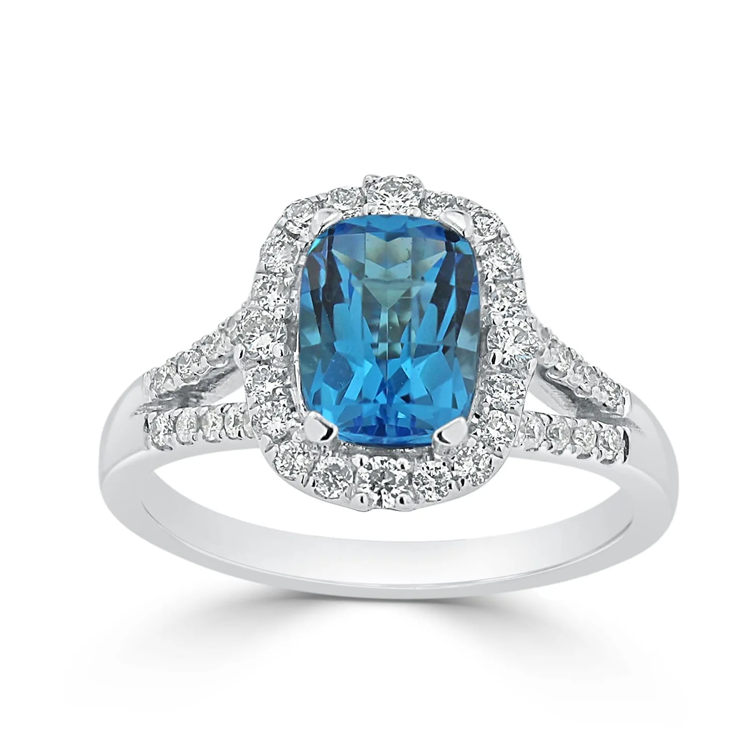 Auriya 1 3/4ct Cushion-cut Swiss Blue Topaz Halo Diamond Engagement Ring 3/8cttw 14k Gold sold by Zulily product image thumbnail 3