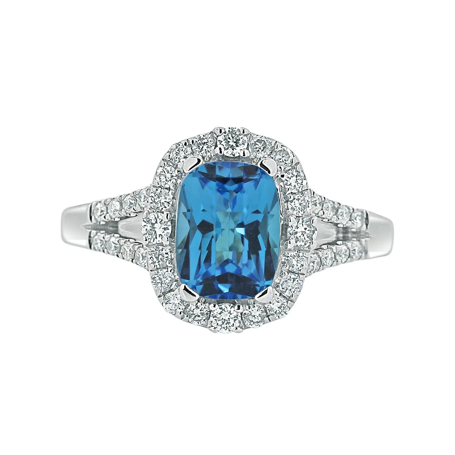 Auriya 1 3/4ct Cushion-cut Swiss Blue Topaz Halo Diamond Engagement Ring 3/8cttw 14k Gold sold by Zulily product image thumbnail 2