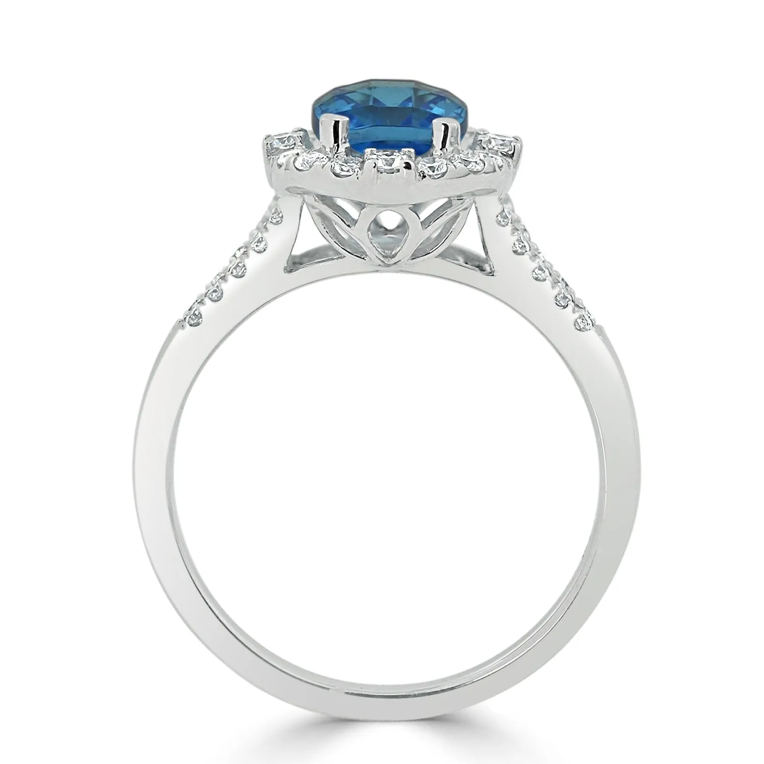Auriya 1 3/4ct Cushion-cut Swiss Blue Topaz Halo Diamond Engagement Ring 3/8cttw 14k Gold sold by Zulily product image thumbnail 5