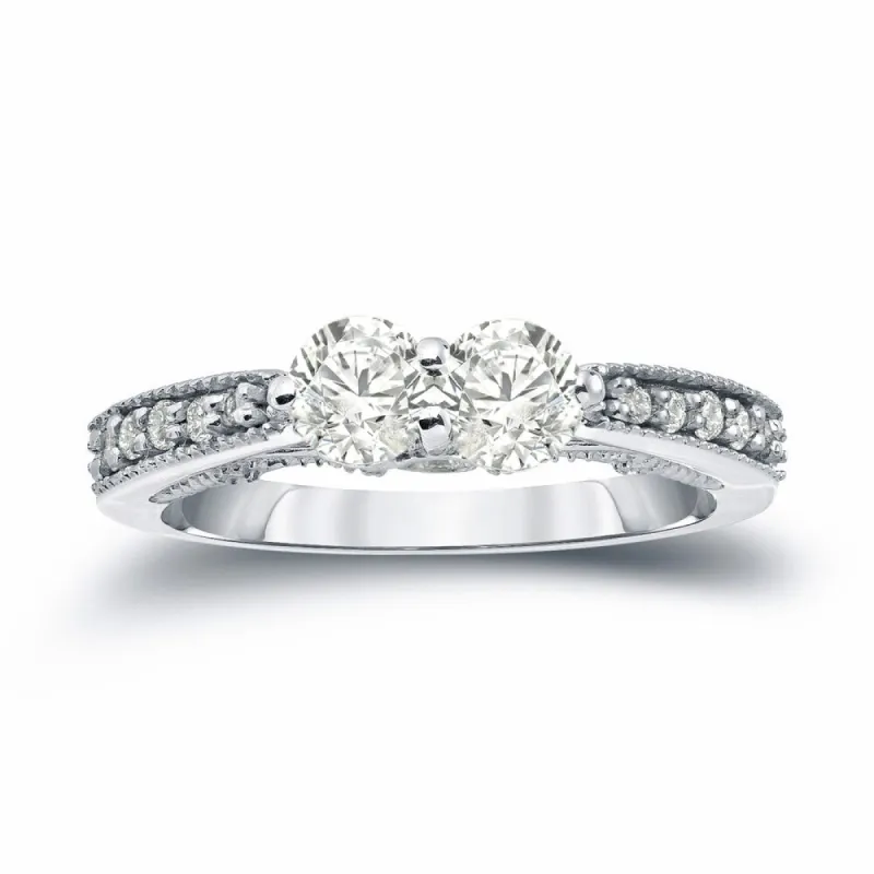 Auriya 14k Gold Vintage 1ct TDW 2-Stone Diamond Engagement Ring sold by Zulily