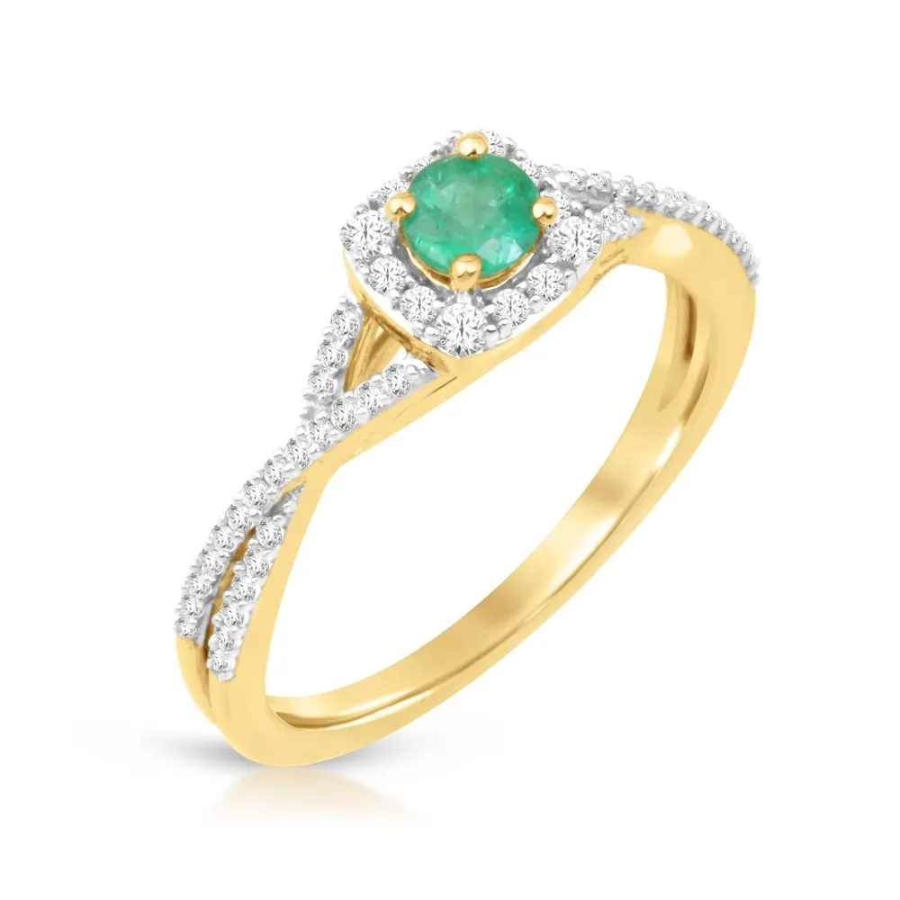 1/4ct TDW Diamond Gemstone Halo Ring in 10k Yellow Gold sold by Zulily product image thumbnail 2