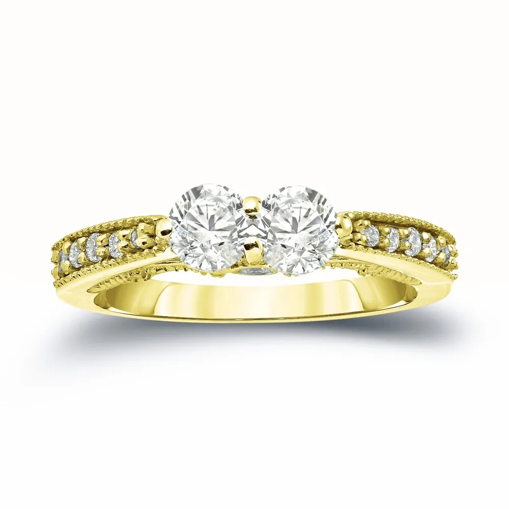 Auriya 14k Gold Vintage 1ct TDW 2-Stone Diamond Engagement Ring sold by Zulily product image thumbnail 3