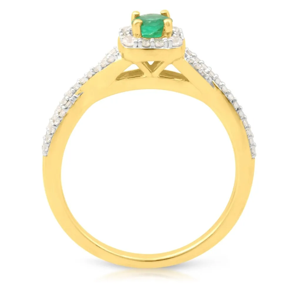 1/4ct TDW Diamond Gemstone Halo Ring in 10k Yellow Gold sold by Zulily product image thumbnail 3