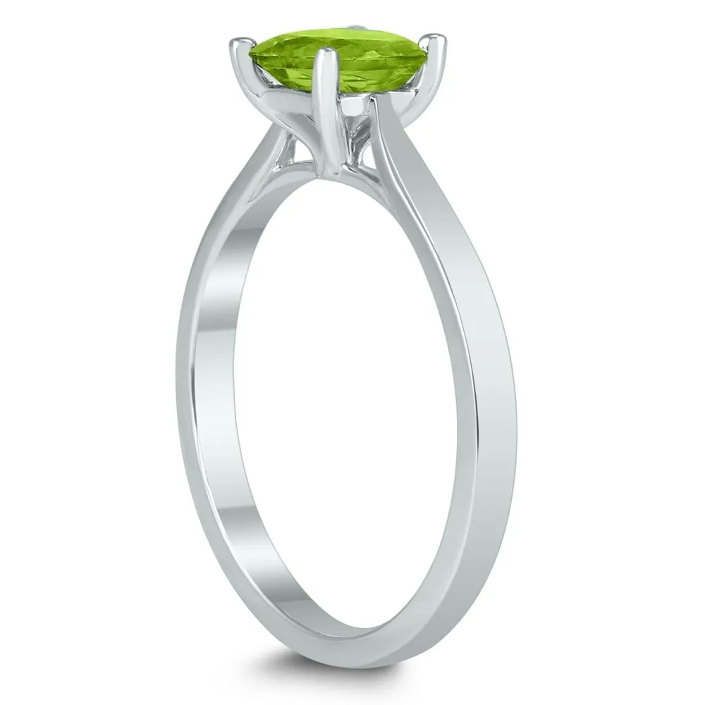 Square Princess Cut 5MM Peridot Solitaire Ring in 10K White Gold sold by Zulily product image thumbnail 2