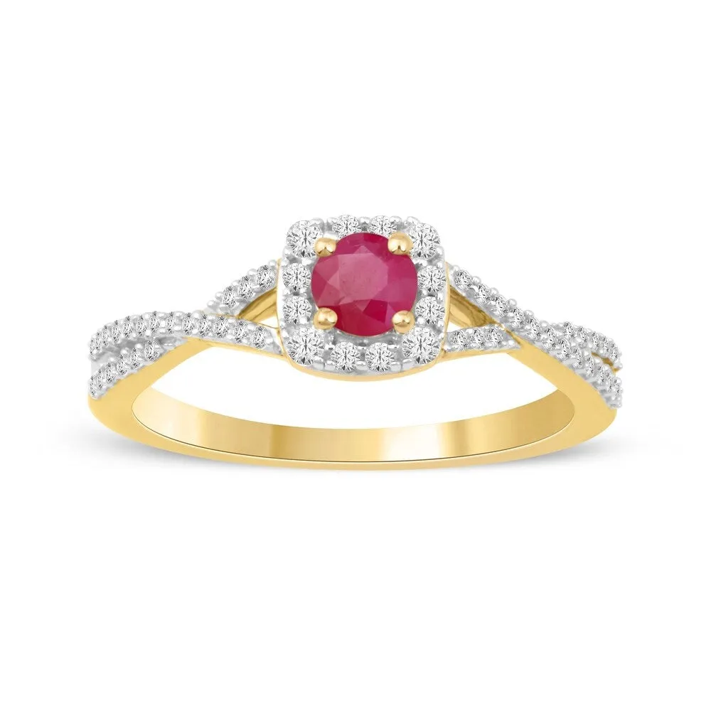1/4ct TDW Diamond Gemstone Halo Ring in 10k Yellow Gold sold by Zulily product image thumbnail 5