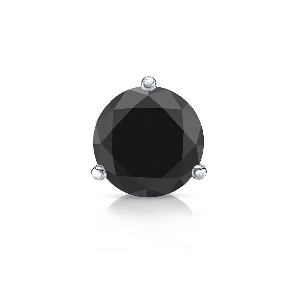Auriya 14k Gold 3/4ct TDW 3-Prong Round SINGLE (1) Black Diamond Stud Earring sold by Zulily product image thumbnail 4