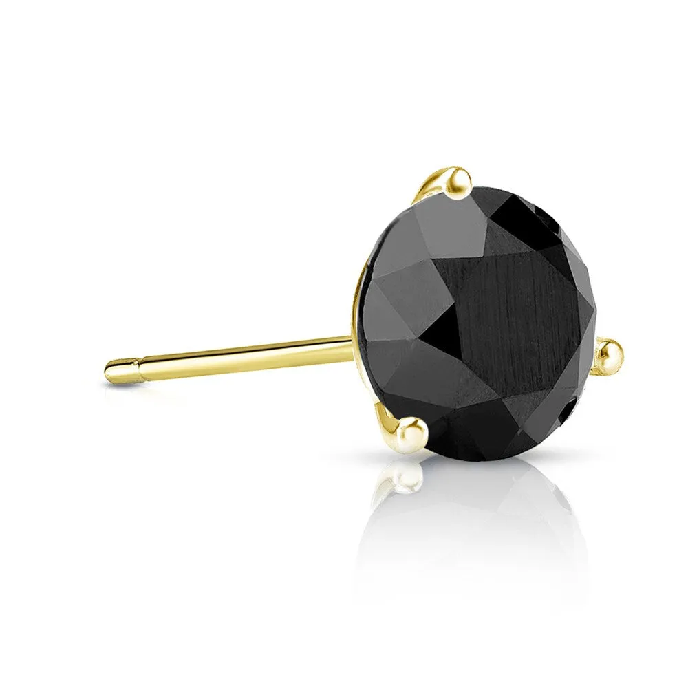 Auriya 14k Gold 3/4ct TDW 3-Prong Round SINGLE (1) Black Diamond Stud Earring sold by Zulily