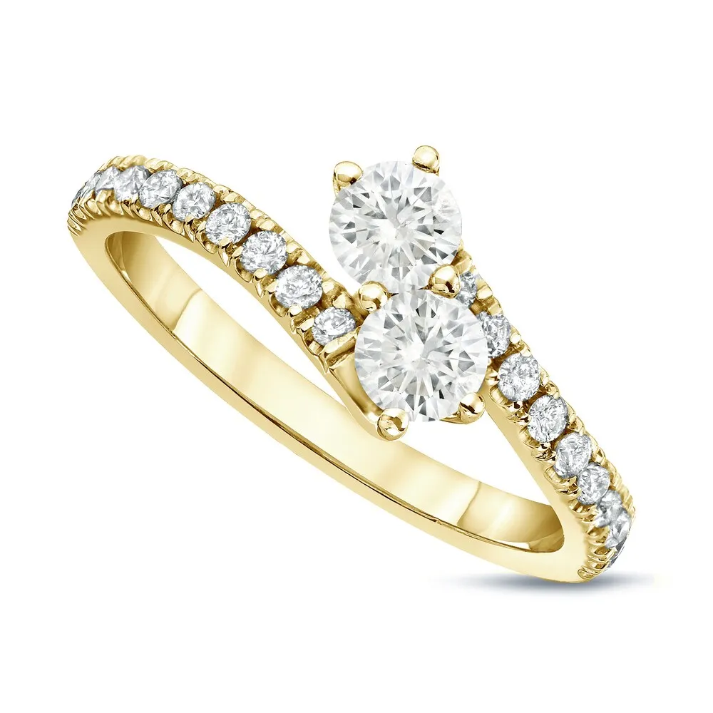 Auriya 14k Gold 3/4ct TDW Round 2-Stone Diamond Engagement Ring sold by Zulily product image thumbnail 3