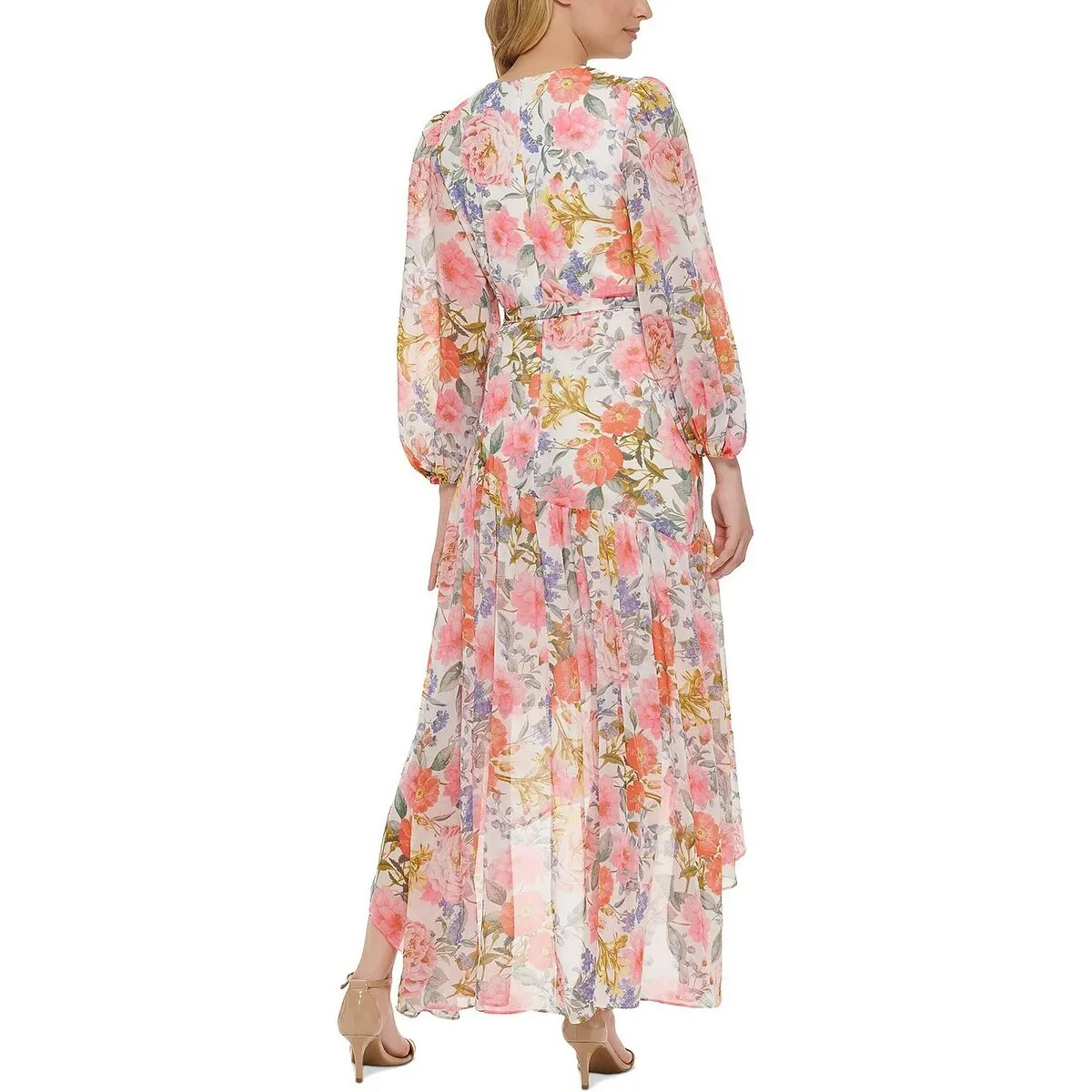 Eliza J Women's Floral Print Tiered Ruffle High Low Dress Pink Size 10 sold by Zulily product image thumbnail 2