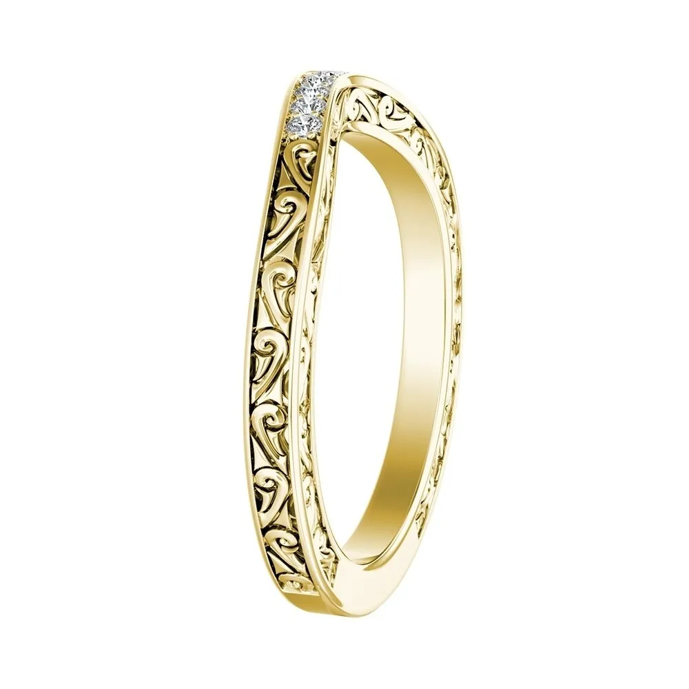 Auriya 0.07ctw Vintage Curved Diamond Wedding Band 14k Gold sold by Zulily product image thumbnail 5