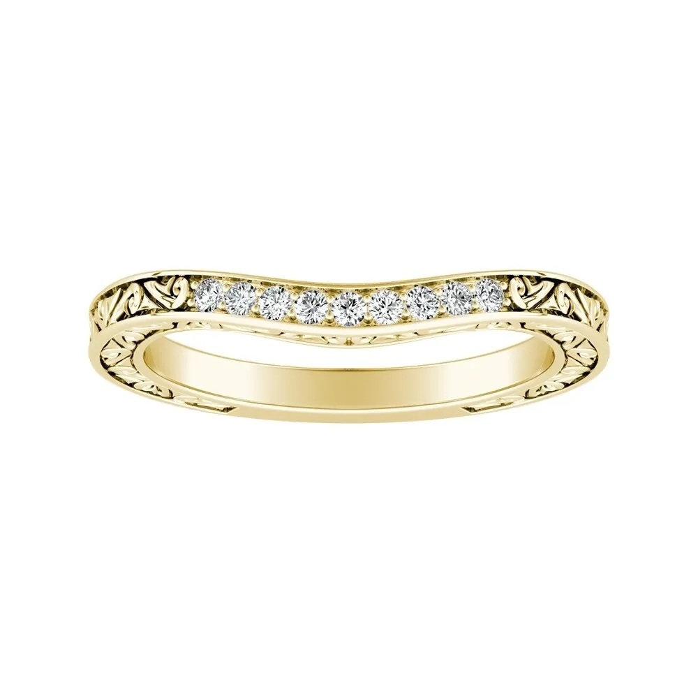 Auriya 0.07ctw Vintage Curved Diamond Wedding Band 14k Gold sold by Zulily product image thumbnail 2