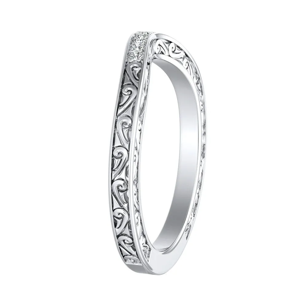 Auriya 0.07ctw Vintage Curved Diamond Wedding Band 14k Gold sold by Zulily product image thumbnail 4